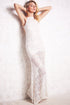 White Lacy Fish Scale Open Back Evening Dress